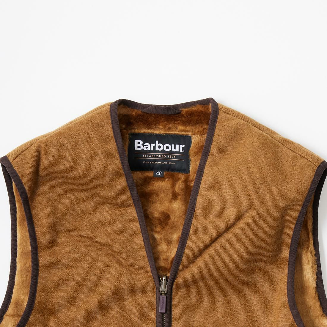 美品❗　Barbour　バブアー　ブラウン　ベスト　40 Barbour バブアー ウォームパイル ウェストコート ジップイン ライナー