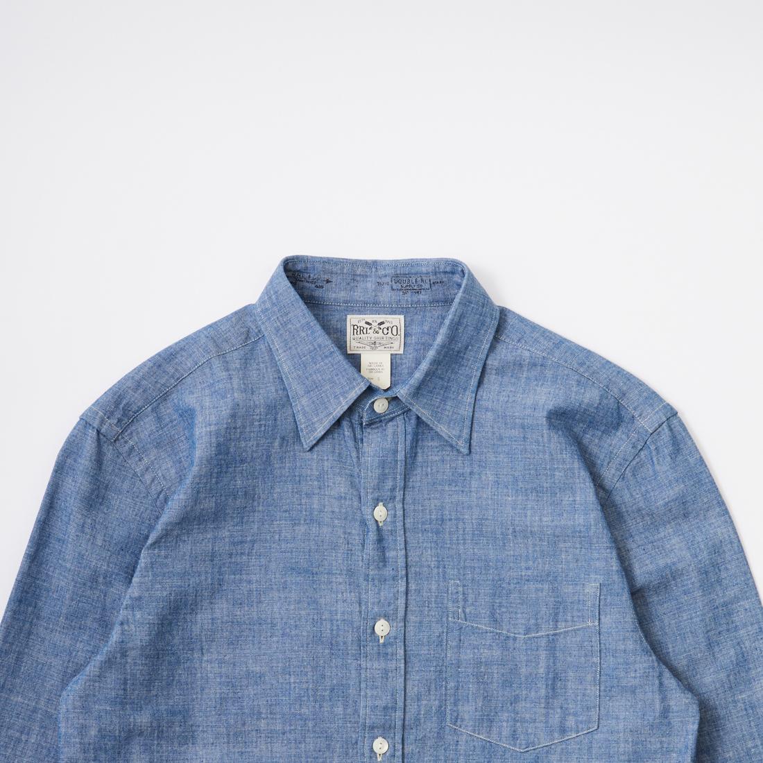 RRL(ﾀﾞﾌﾞﾙｱｰﾙｴﾙ)秋冬モデルのコットンシャンブレー素材の長袖レギュラーカラーシャツ