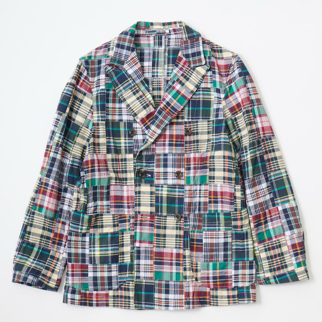 マドラスクロスを使用したパッチワークのダブルジャケット D.C.WHITE