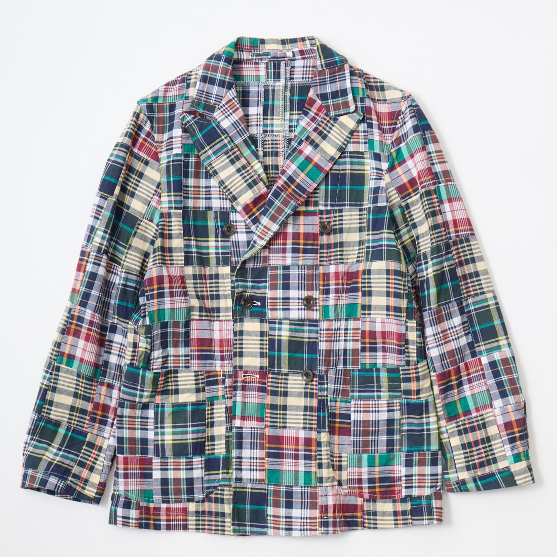 マドラスクロスを使用したパッチワークのダブルジャケット D.C.WHITE