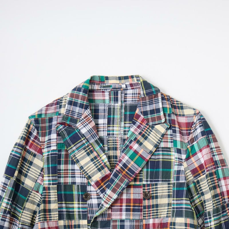 マドラスクロスを使用したパッチワークのダブルジャケット D.C.WHITE