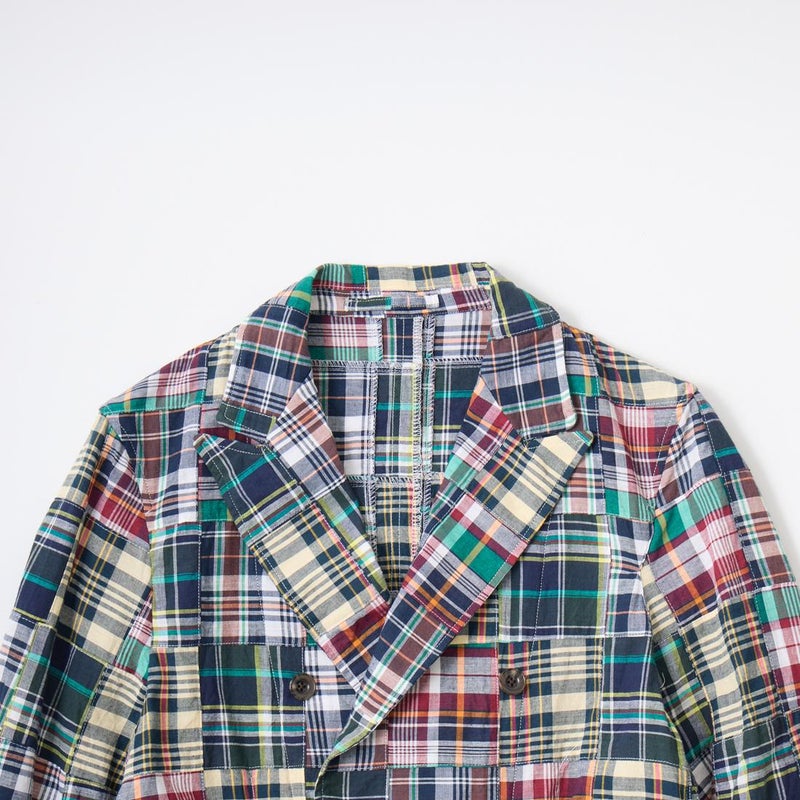 マドラスクロスを使用したパッチワークのダブルジャケット D.C.WHITE