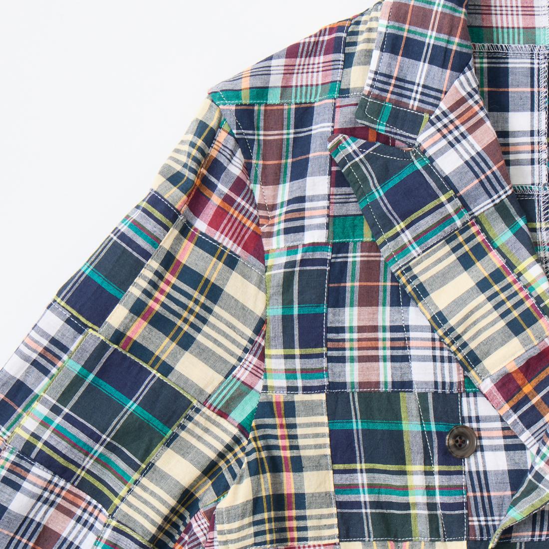 マドラスクロスを使用したパッチワークのダブルジャケット D.C.WHITE