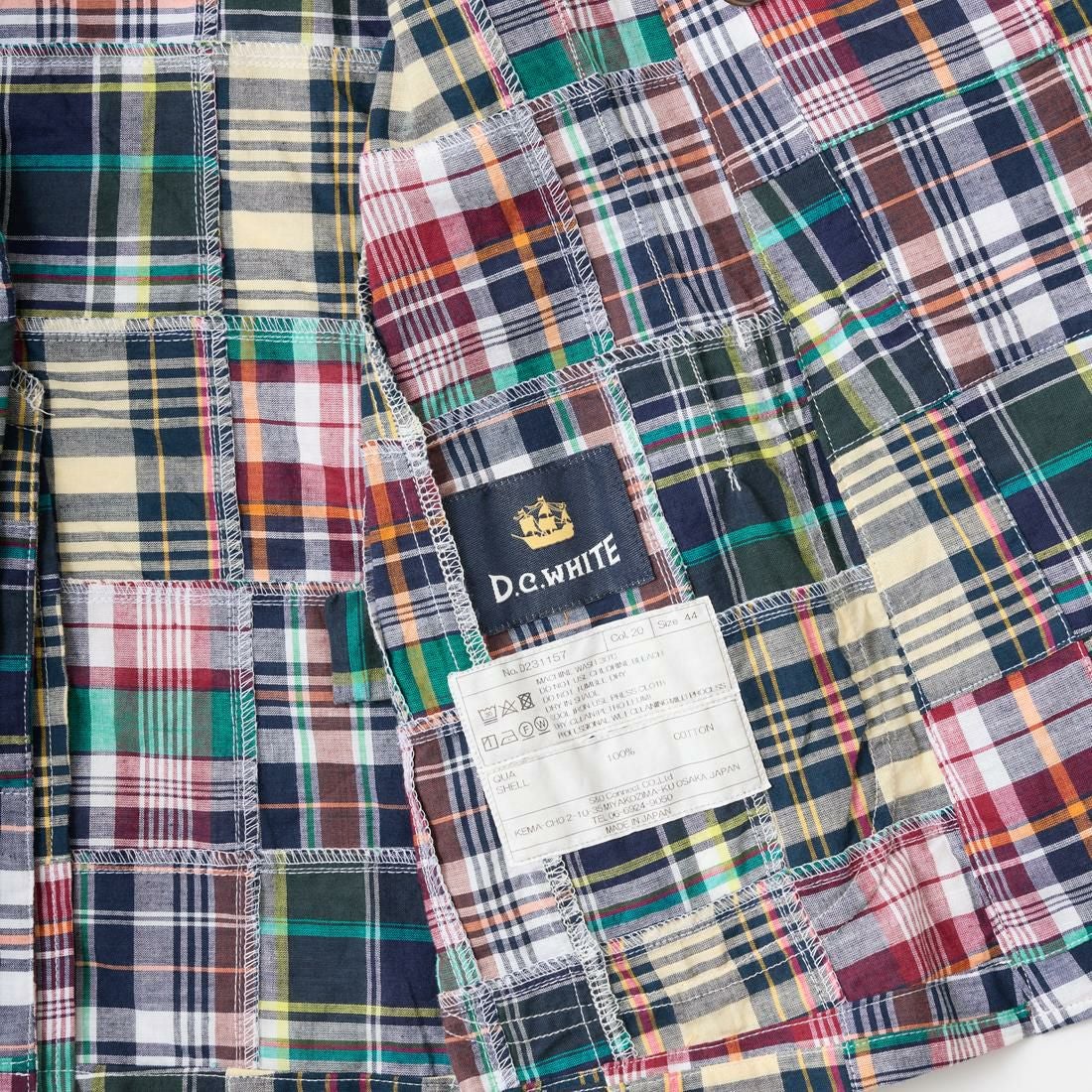マドラスクロスを使用したパッチワークのダブルジャケット D.C.WHITE