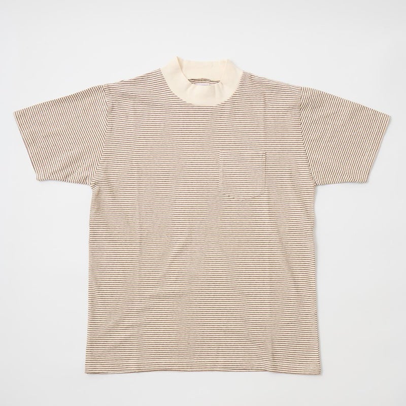 FELCO フェルコ,モックネック ナローストライプ ポケットTシャツ 日本製  アメカジ メンズファッション,通販 通信販売