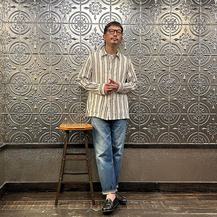 【SAND】East Harbour Surplus / 別注 HADLEY ストライプ シャツジャケット East Harbour Surplus ストライプシャツジャケットのご紹介｜ビームス