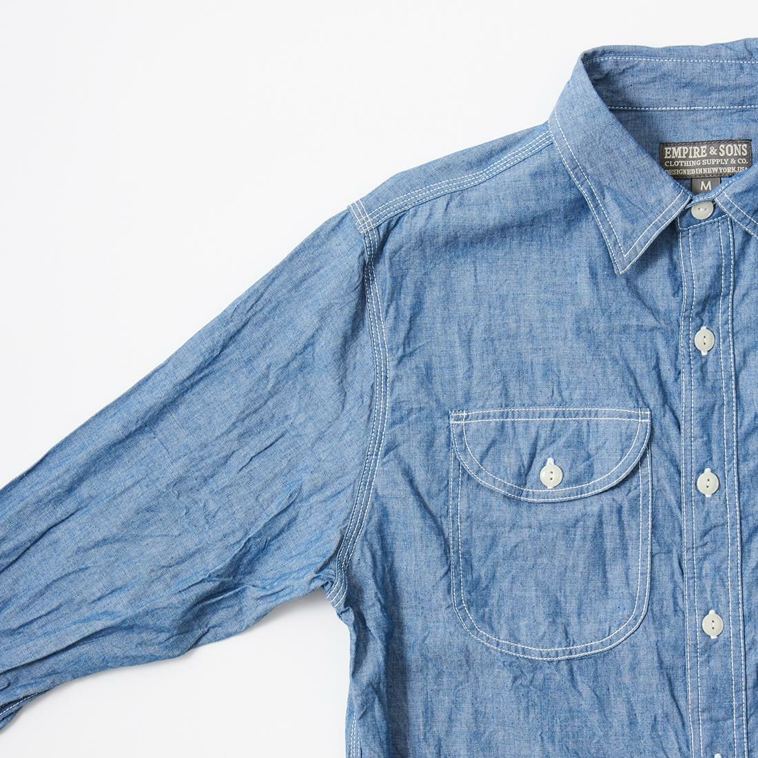 新品 EMPIRE & SONS シャンブレー ワークシャツ EMPIRE & SONS (エンパイアアンドサンズ) メンズ シャンブレーシャツ