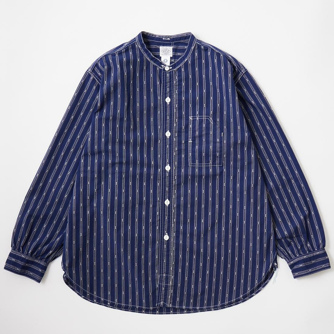 POST OVERALLS (ポストオーバーオールズ) 1203C BAND COLLAR SHIRT MV