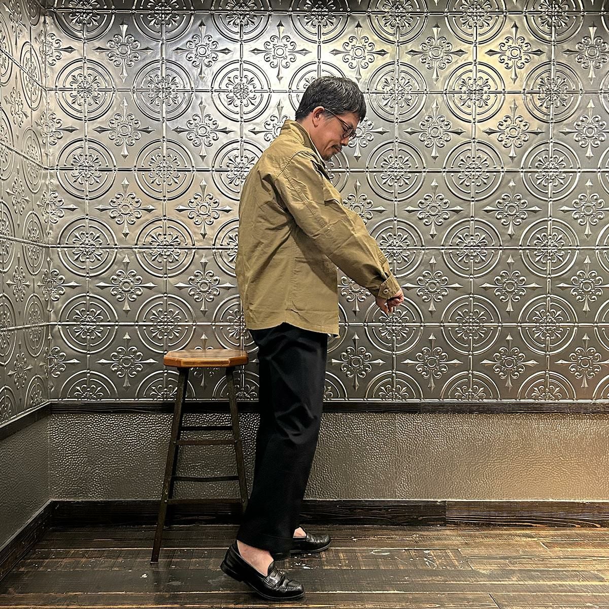 WORKERS ワーカーズ ノーカラー シャツジャケット 38 WORKERS (ワーカーズ) フィールドシャツジャケット カバーオール