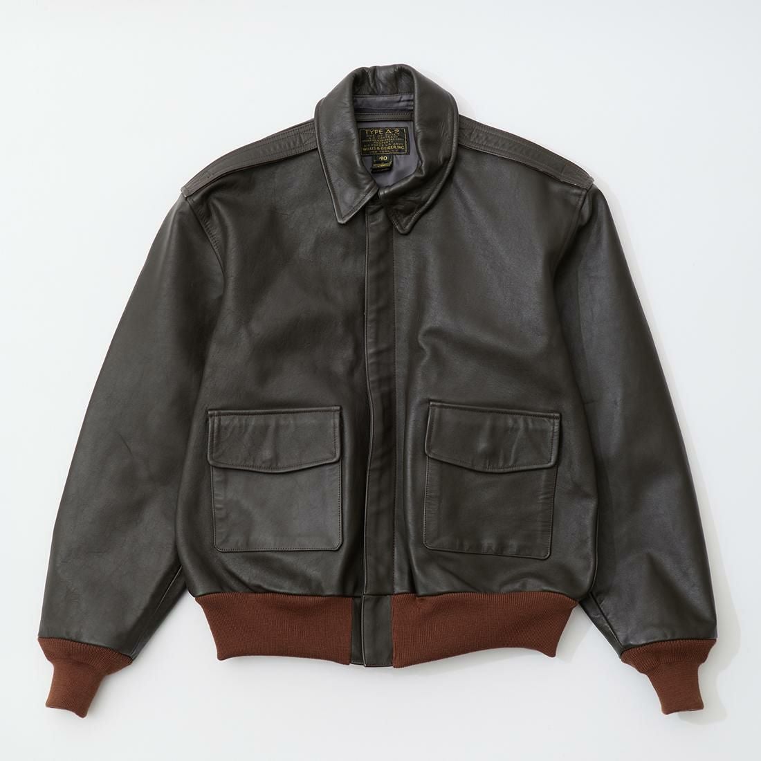 ヒコ極美品Willis& A-2 36 ウィリス&ガイガー WILLIS & GEIGER (ウィリスアンドガイガー) ヴィンテージ A-2 レザー