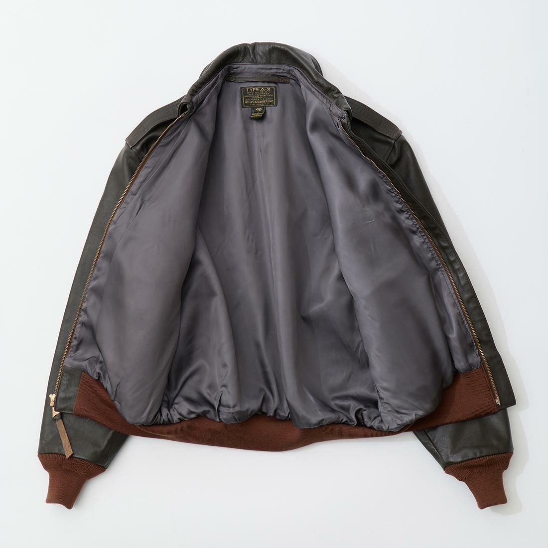 ジャケット・アウター WILLIS& / A-2 flight jacket Vintage 70s Willis & Geiger Inc. Type A-2 Leather Bomber Jacket