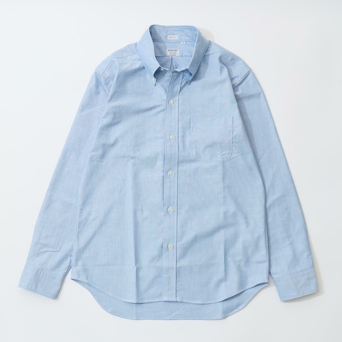 Workers ボタンダウンシャツ 青 コットン WORKERS (ワーカーズ) 6ボタン ボタンダウンシャツ スーピマオックス